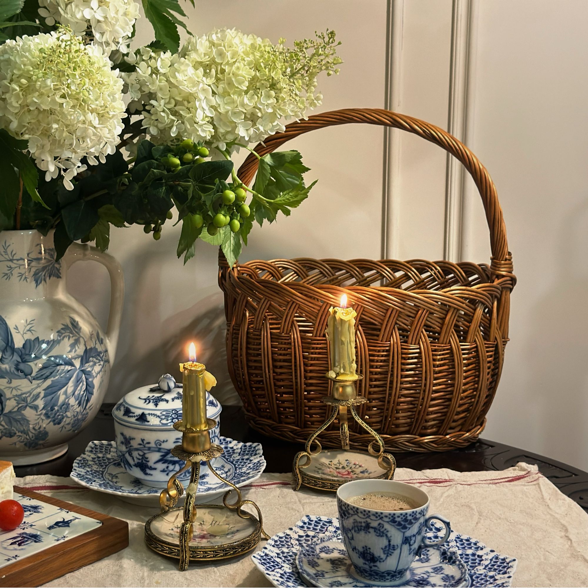 装饰ins风插花果篮客厅野餐复古摆件收纳手工家用藤编篮陶瓷储物