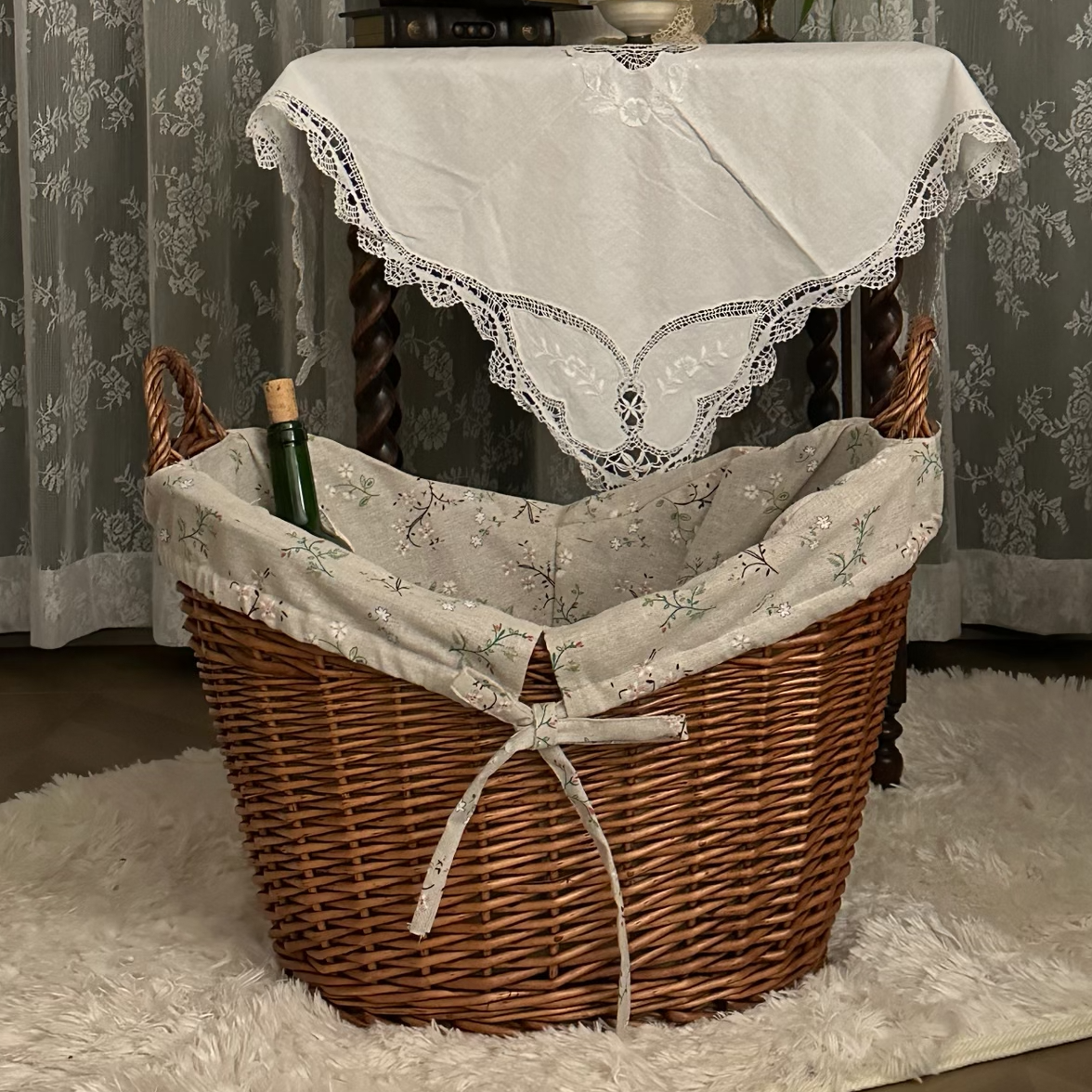 复古收纳篮储物脏衣篮子浴室大容量卫生间衣篓欧式椭圆手工藤编