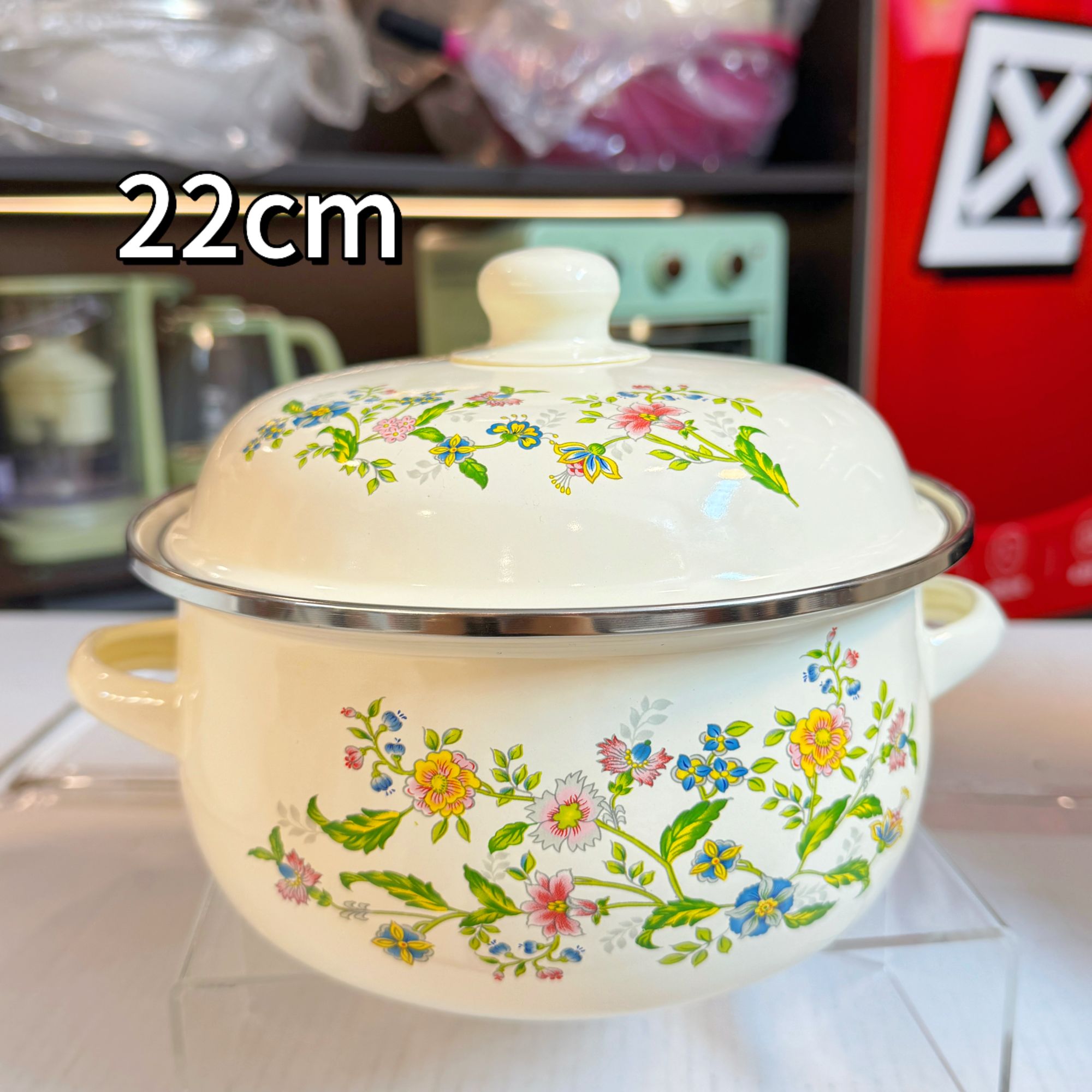 芳香搪瓷汤锅22cm直径3000ml容量加厚珐琅奶锅宝宝辅食锅电磁炉