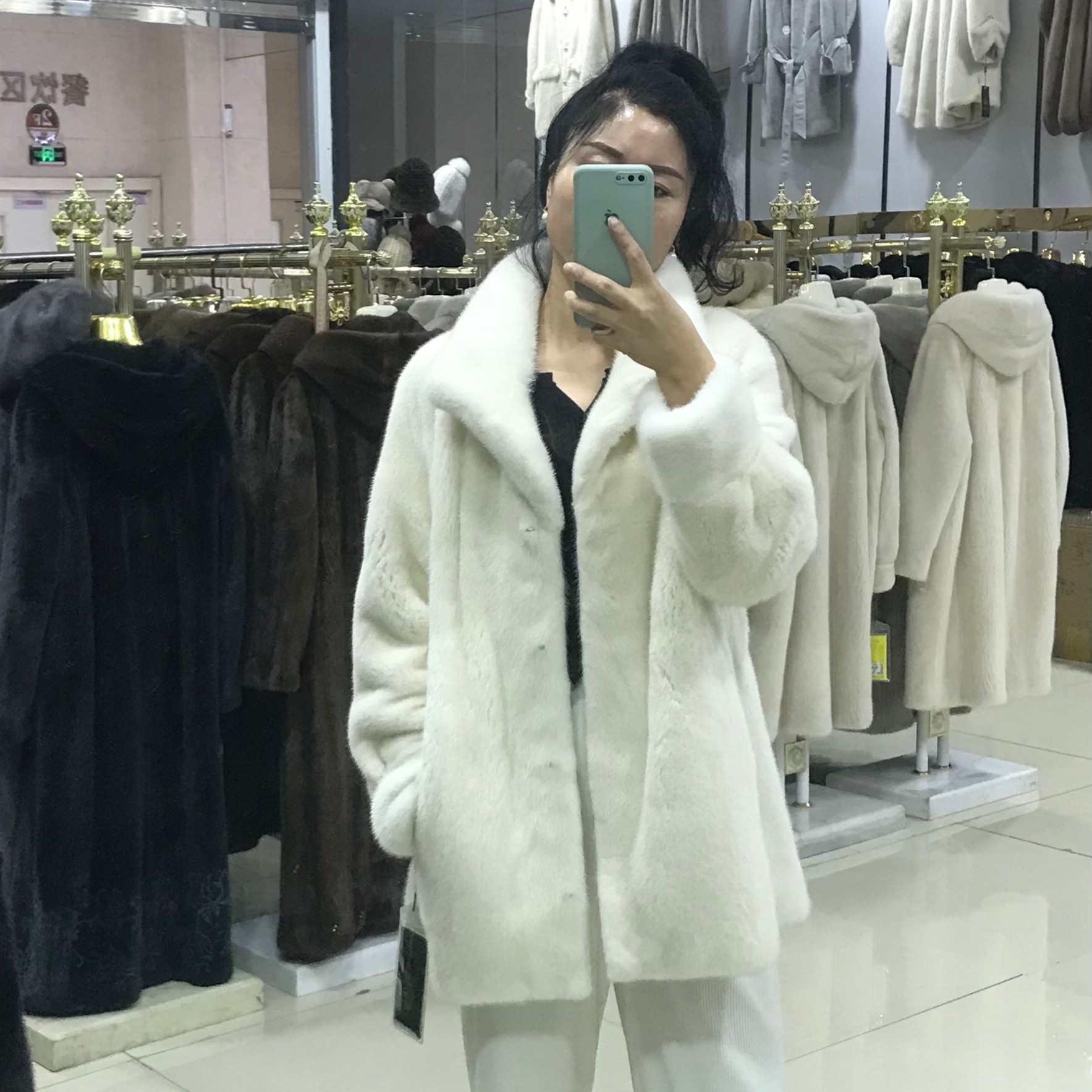 80珍珠帕萨条银兰立翻领时尚休闲女士大衣