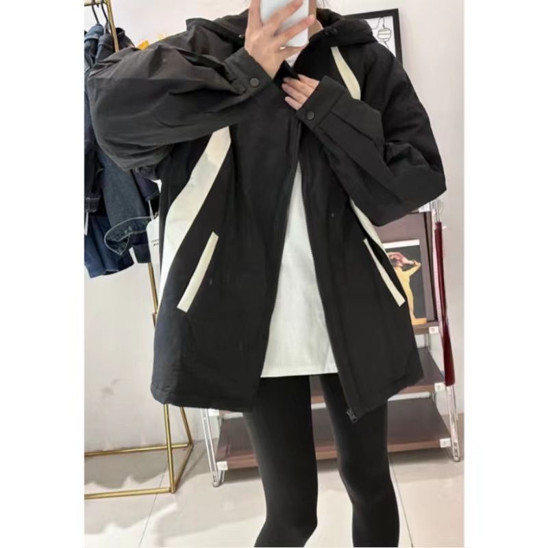 韩版加厚夹克棉服男女2023加绒新款黑色时尚冲锋衣外套女潮秋冬