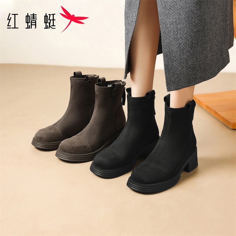 红蜻蜓2025秋冬新款爆款时装靴百搭舒适轻便必备搭配裙子软底款