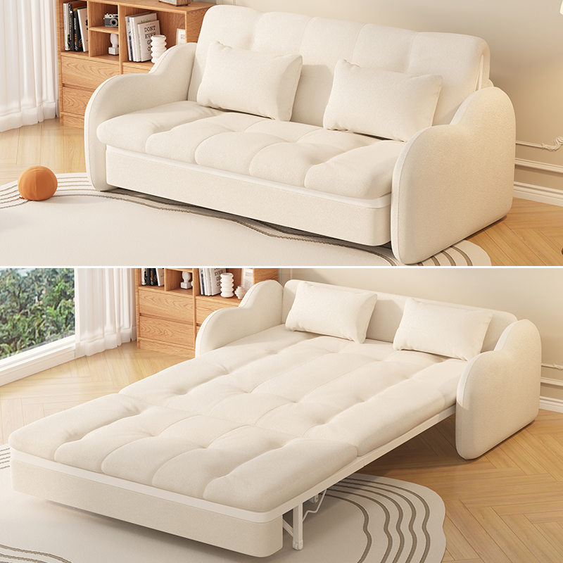 云朵沙发床小户型客厅2024折叠两用双人伸缩抽拉奶油风法式多功能
