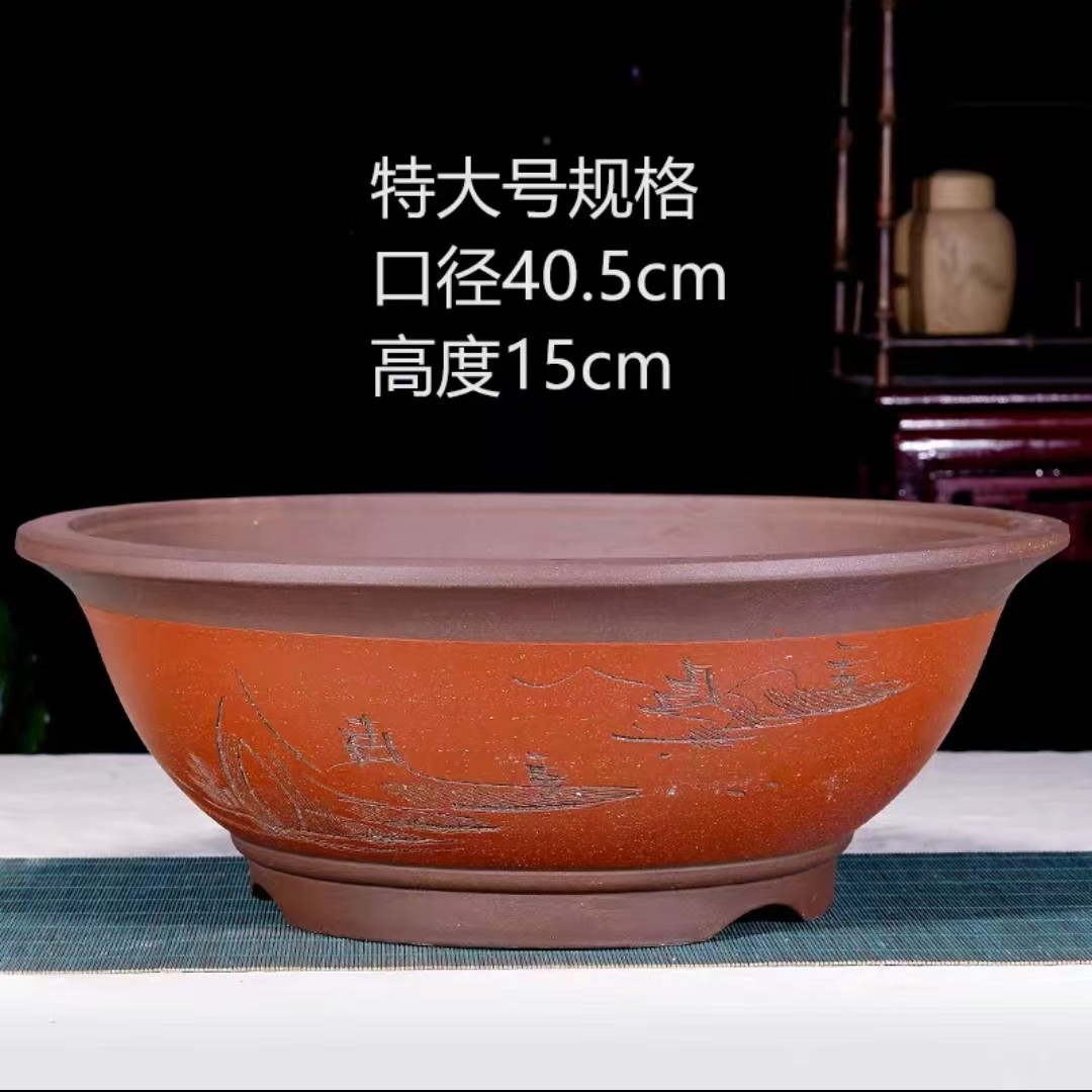 紫砂花盆有无孔菖蒲文竹拇指盆大小号防烂根菖蒲文竹拇指盆大小号