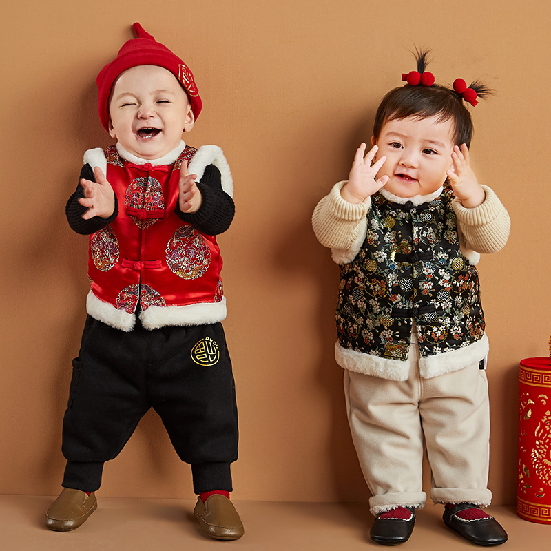 保暖精选儿童加绒喜庆拜年服婴儿加厚宝宝新年冬季上新唐装嘟嘟家