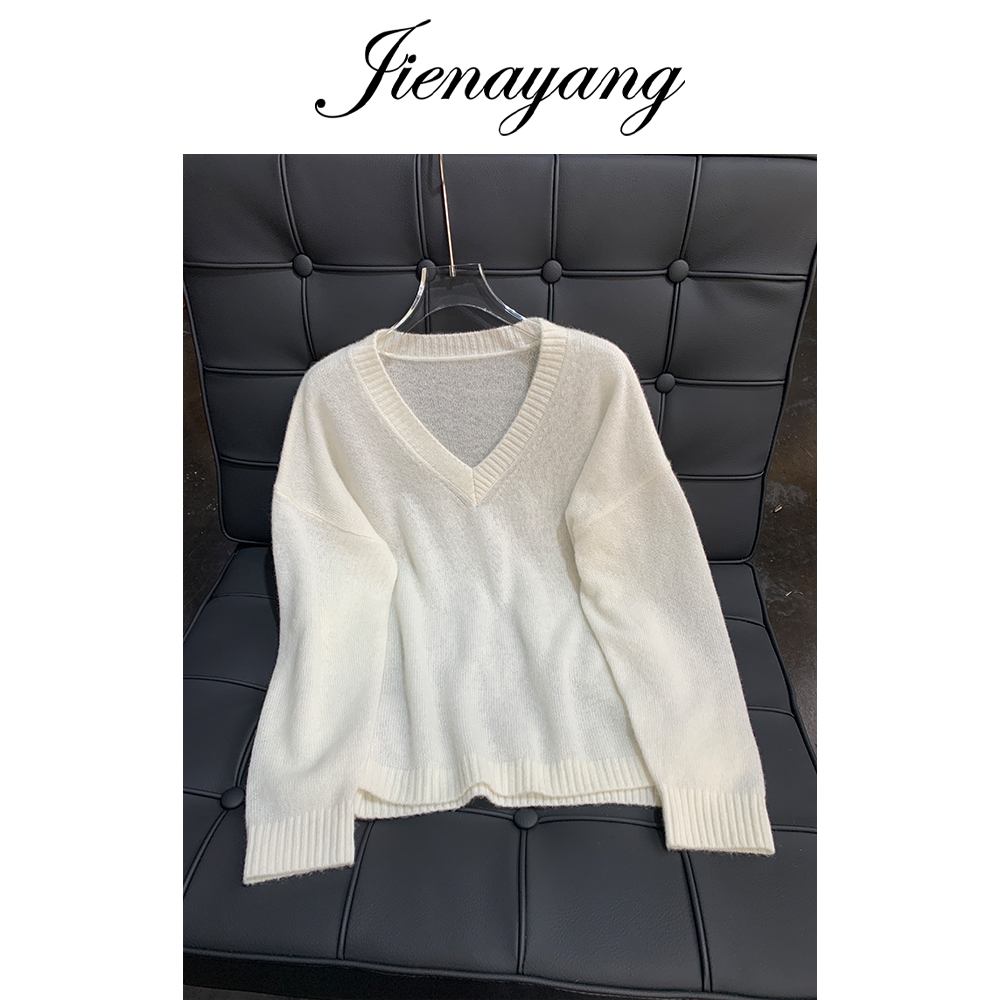 【杰娜洋春季新款】230647春季新款百搭时尚V领羊绒套头衫上衣