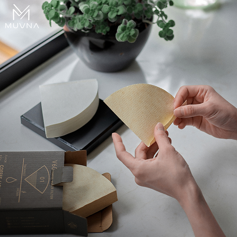 MUVNA慕威纳日本进口咖啡滴漏式锥形原木滤纸V60手冲咖啡扇形滤纸