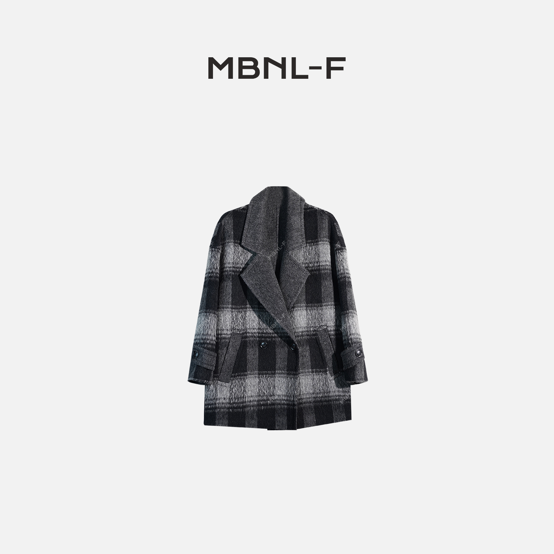 MBNL-F 2025F/W新品 经典复古格纹绒感毛呢大衣 秦磊XM-DY6588