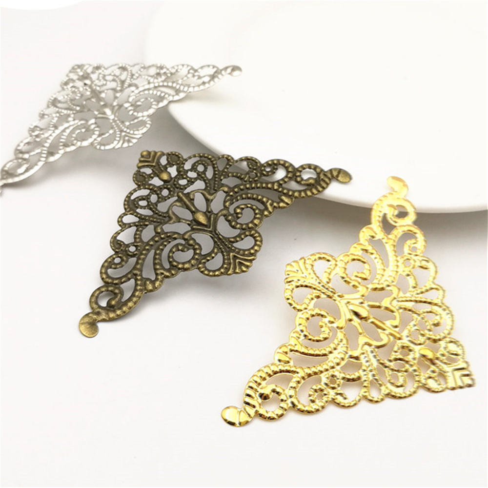 三角大花片75*47毫米diy饰品配件金色金属花片古风发饰材料