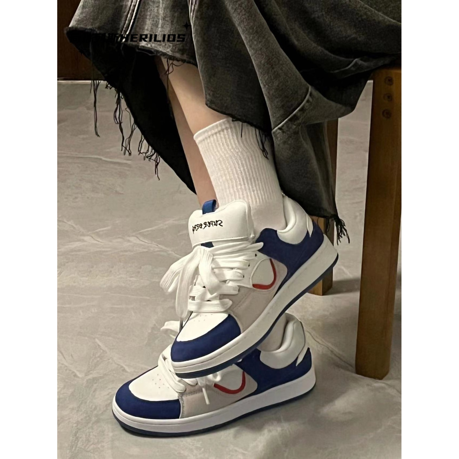 低帮休闲小白鞋运动小众马里奥港风透气高颜值板鞋厚底复古校园风