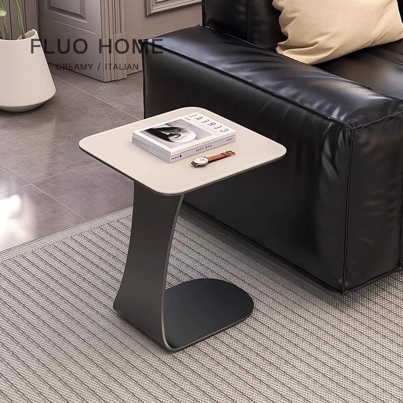 意式客厅沙发边几现代简约边桌轻奢创意小茶几手工马鞍皮床头角几