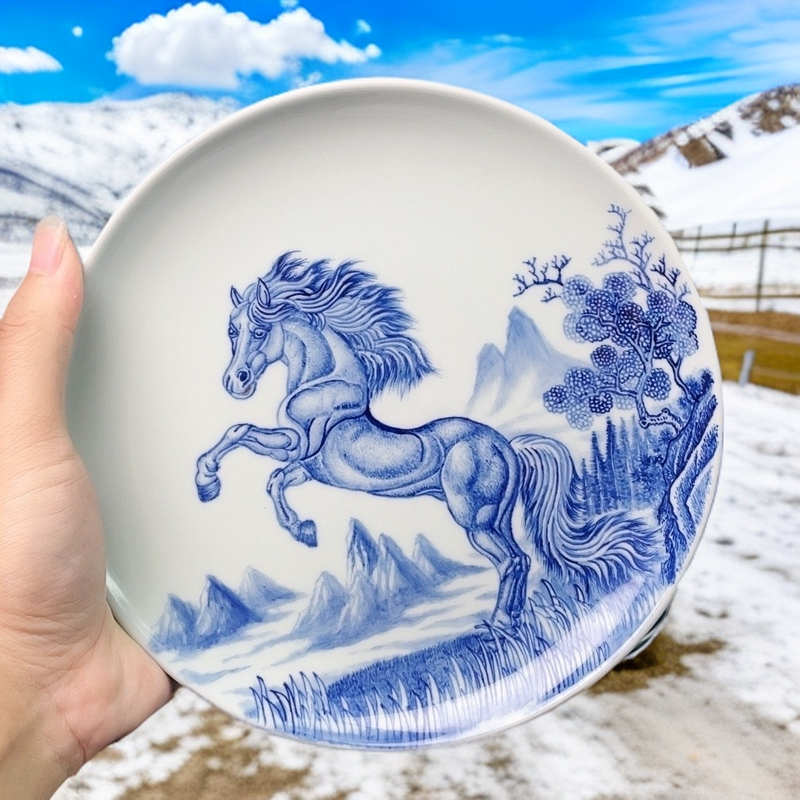 全手绘马壶承口径18公分