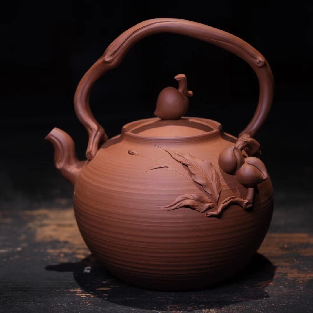 【小崔的茶事】林于凯子瑞桃子提梁潮州手拉砂銚壶煮水壶550cc左右