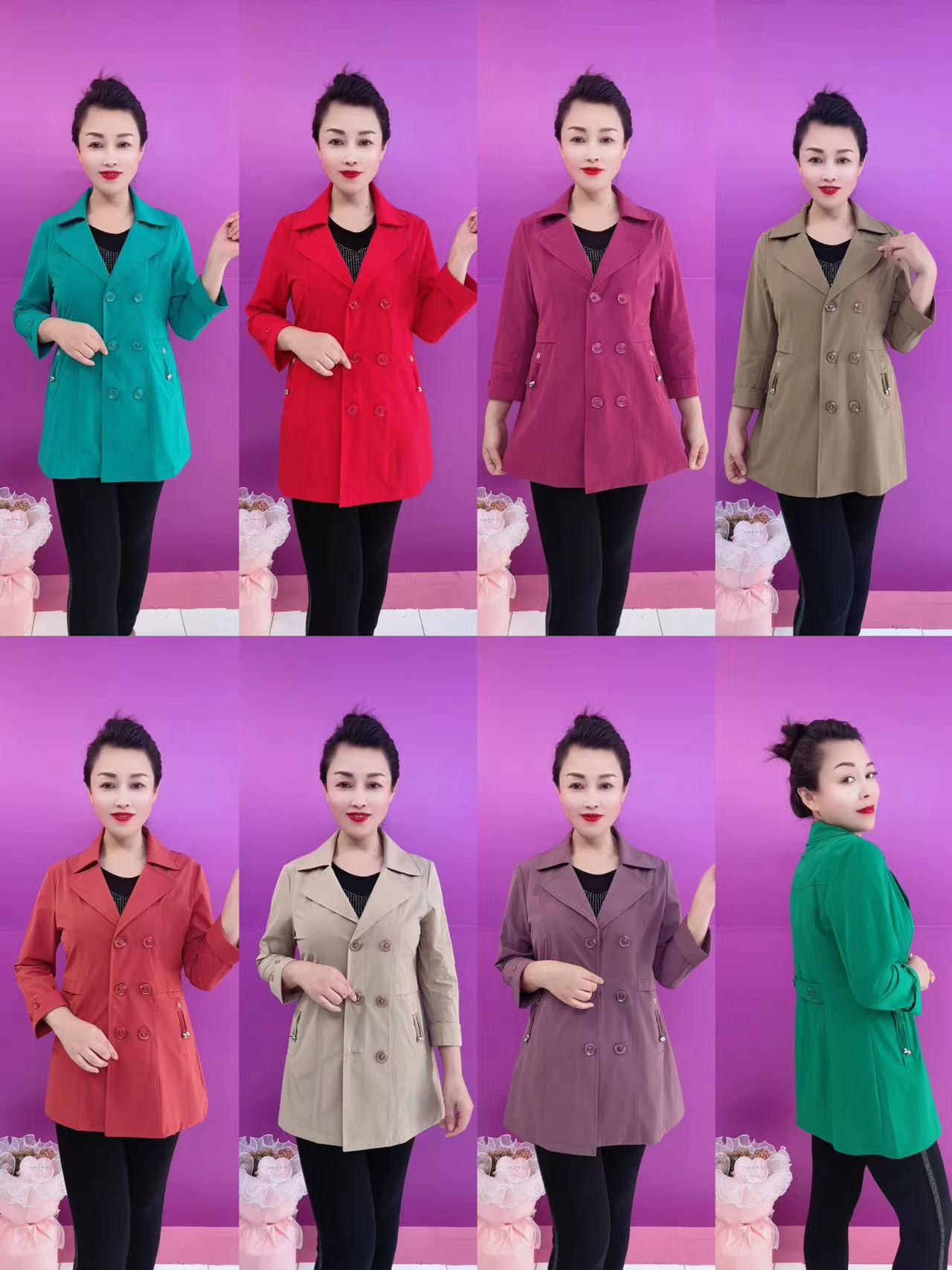 双排扣后固定腰带防晒西服外套