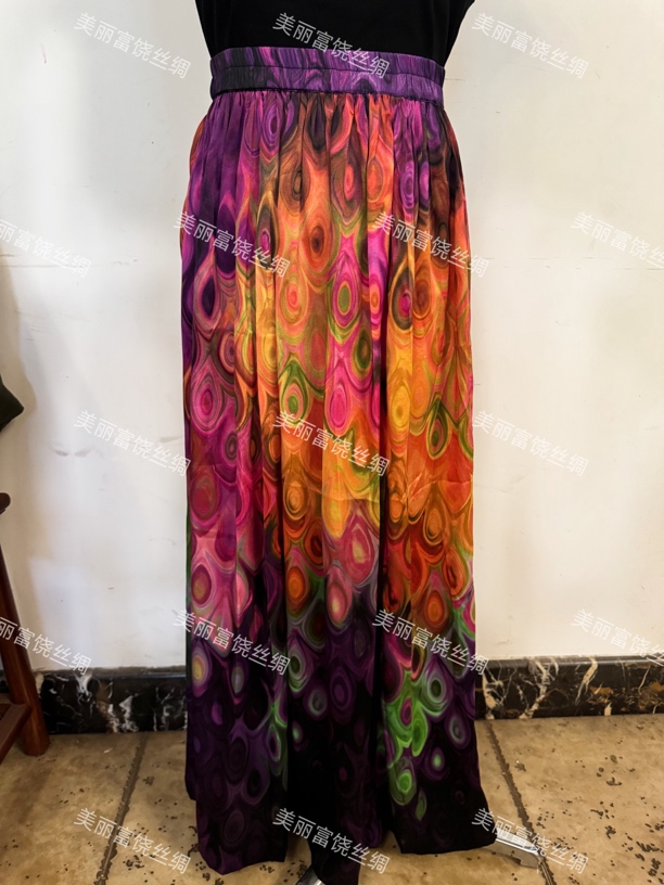 凤尾裙孔雀公主桑蚕丝休闲半身裙