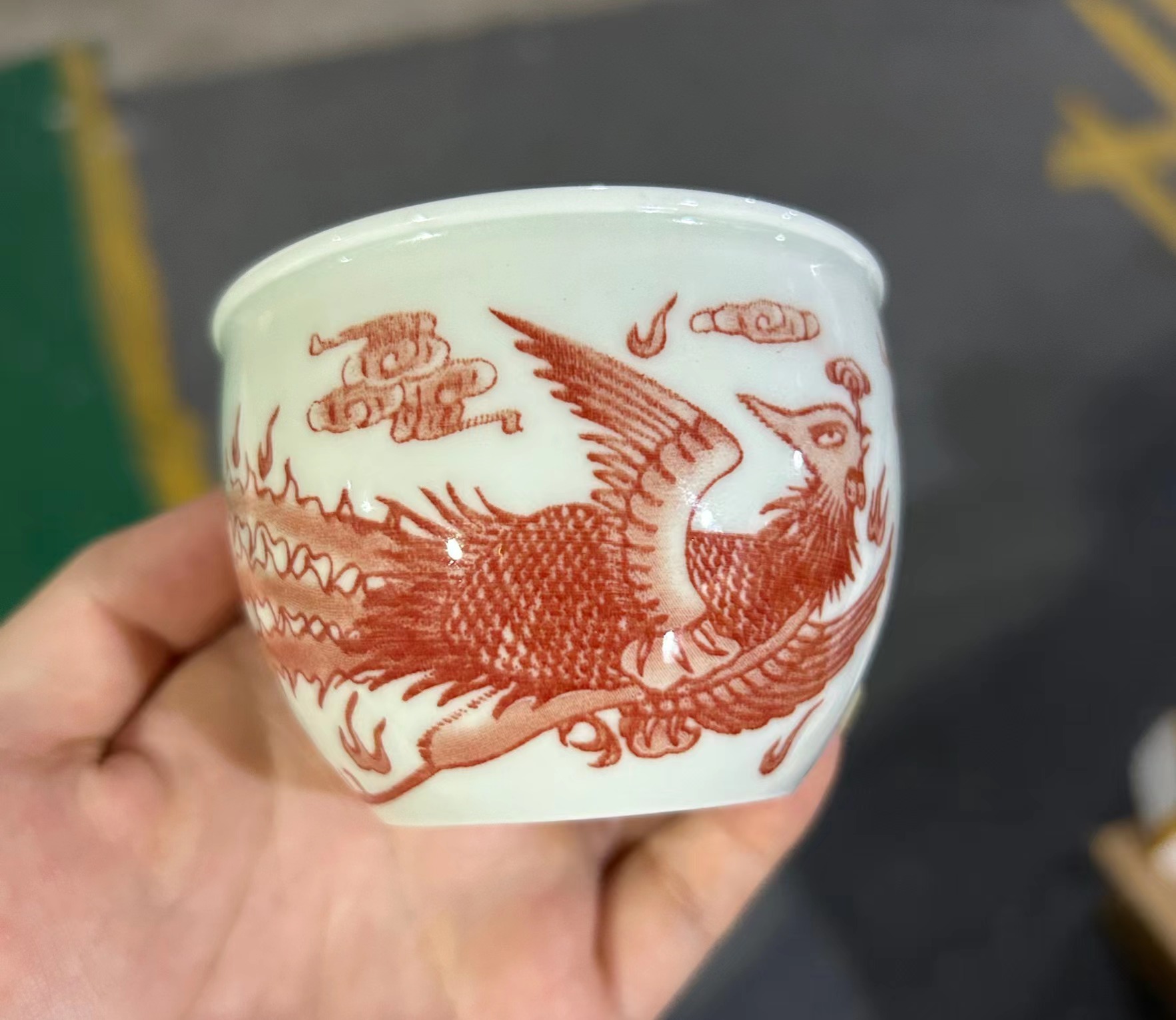 景德镇老厂货陶瓷凤纹陶瓷主人杯