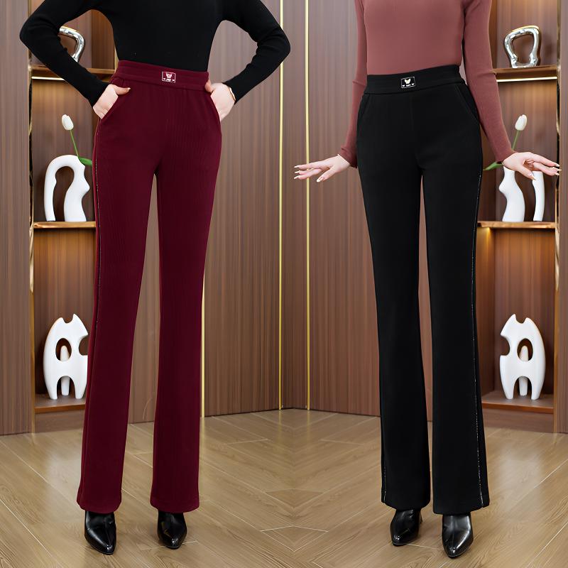 秋冬加绒直筒微喇裤2025新款高腰显瘦休闲女裤加厚百搭减龄喇叭裤