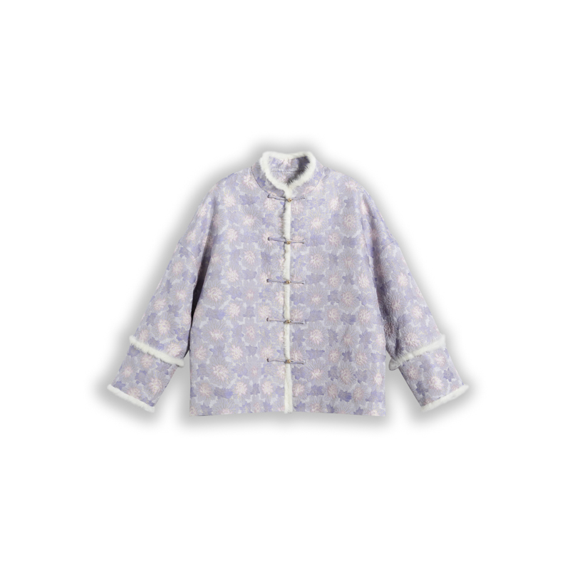 【曲水凌波】满分桑蚕丝宋锦驼绒外套25018