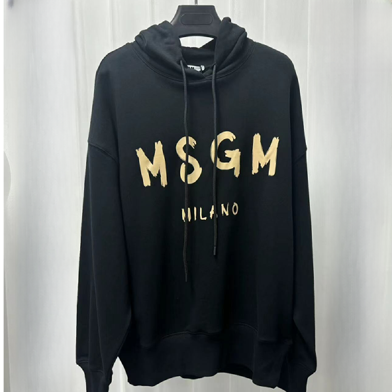 全新未使用 MSGM MSGM黑金字母欧若风连帽卫衣