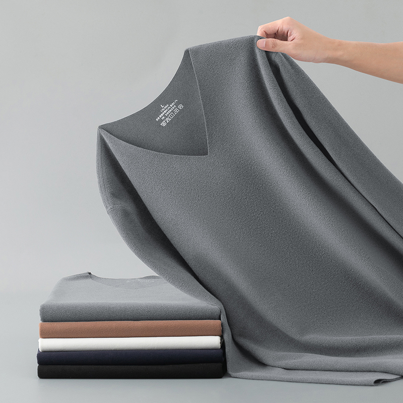 双面德绒长袖t恤男士内衣V领打底衣冬季无痕保暖防寒发热内穿秋衣