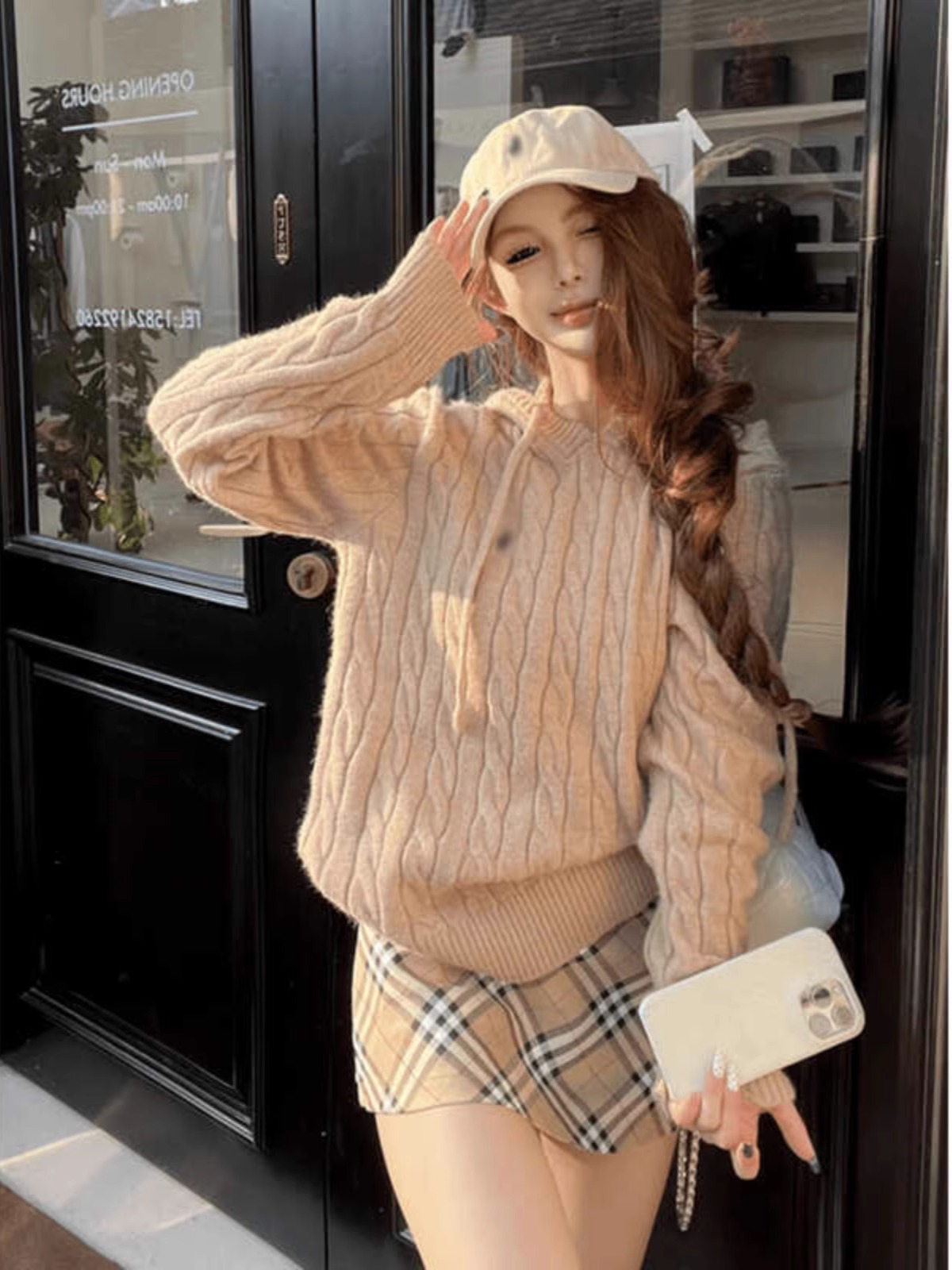 美式复古宽松慵懒风内搭连帽毛衣女秋冬新款高级感刺绣长袖针织衫