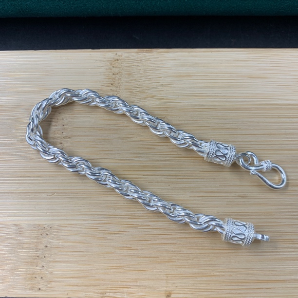 足银手链 足银990麻绳麻花手链时尚百搭重工小众纯银编织手链