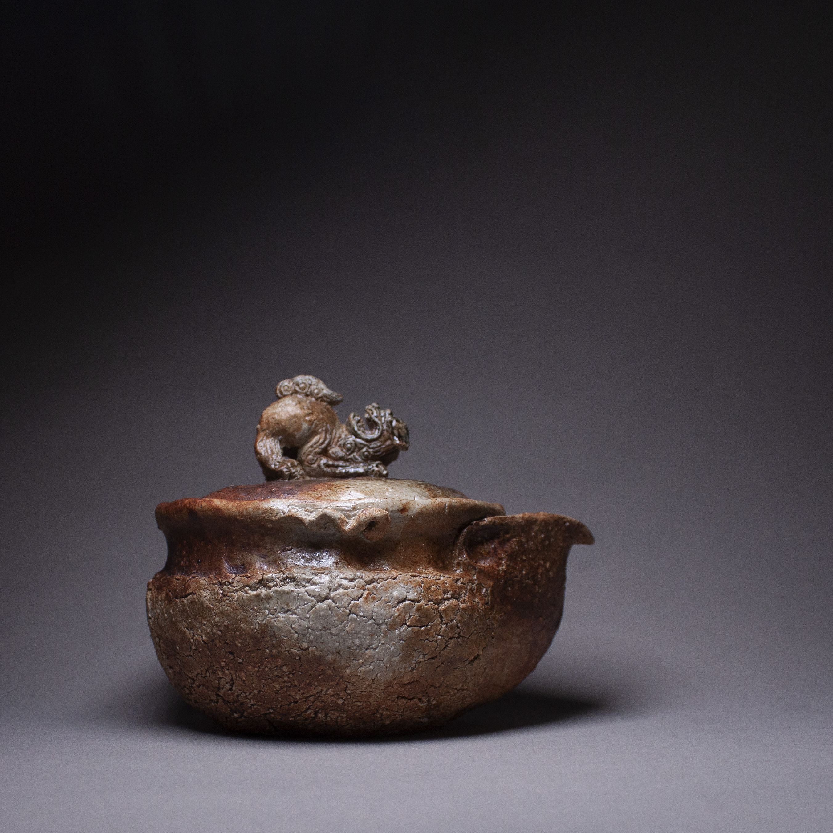 狮子宝瓶全手工柴烧原矿泥料手抓泡茶壶国产非入江陶瓷侘寂复古