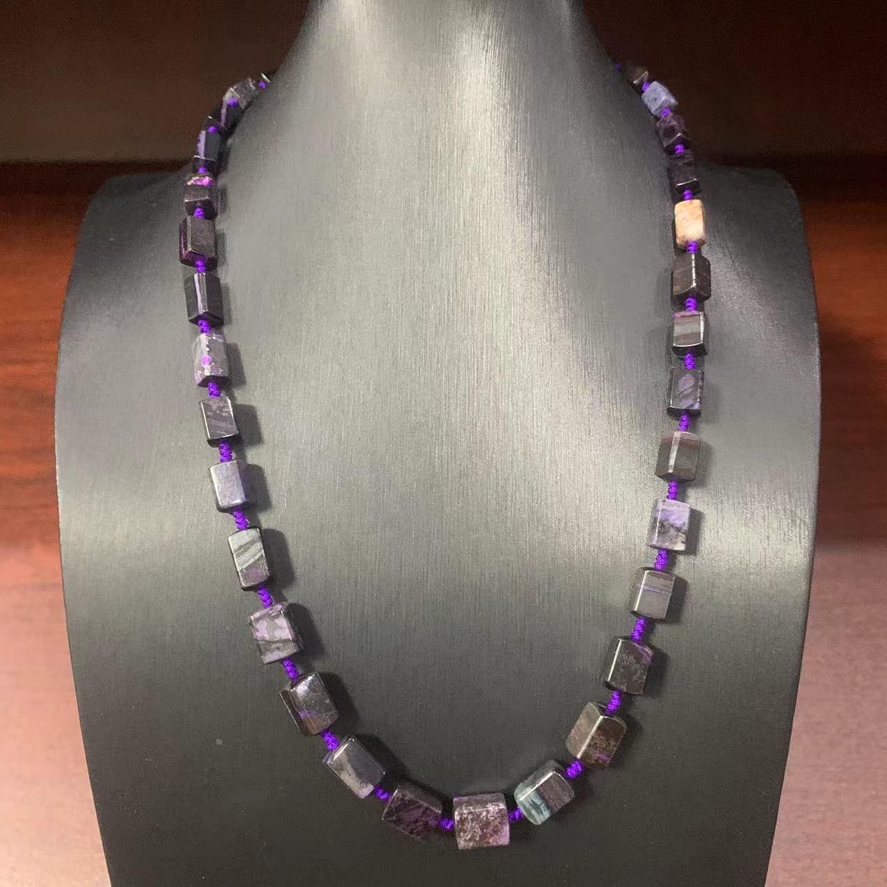 老四精选 老油紫方糖编织项链