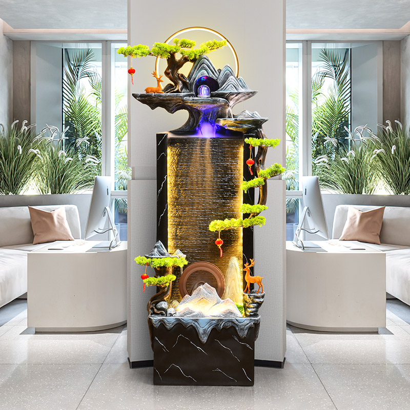 新中式假山流水鱼缸摆件室内循环水装饰客厅办公室加湿器开业礼品