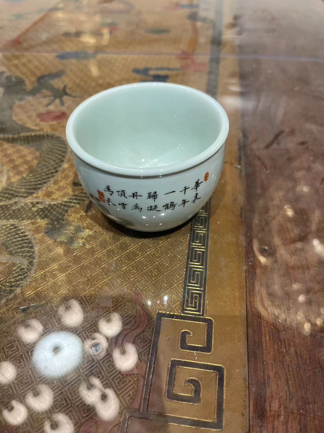 37备用链接（所见即所得）不固定/一件 主人杯蝶恋花釉里红全手工