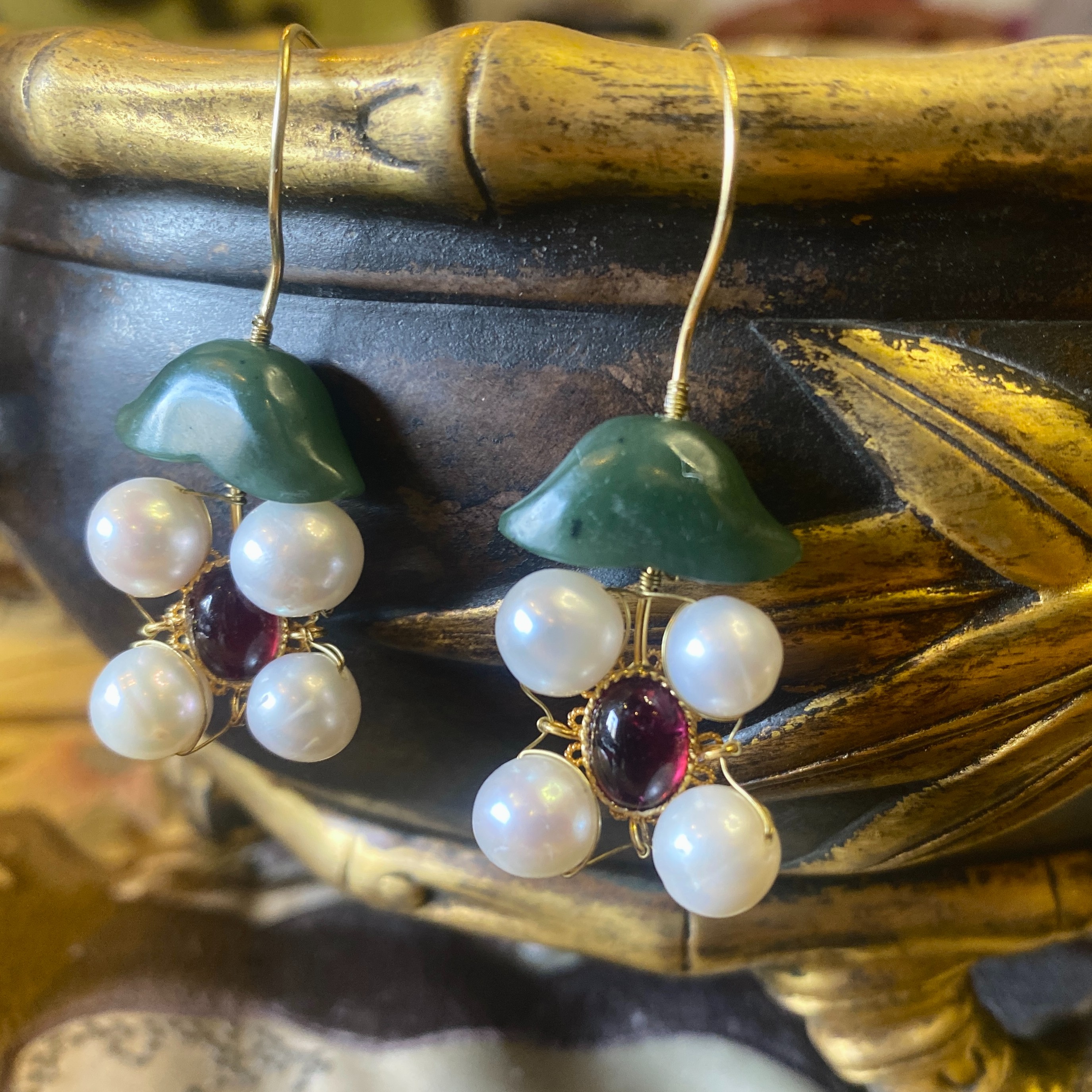 【云裳溪饰品系列】古风白色淡水珍珠宫廷复刻八珠耳环