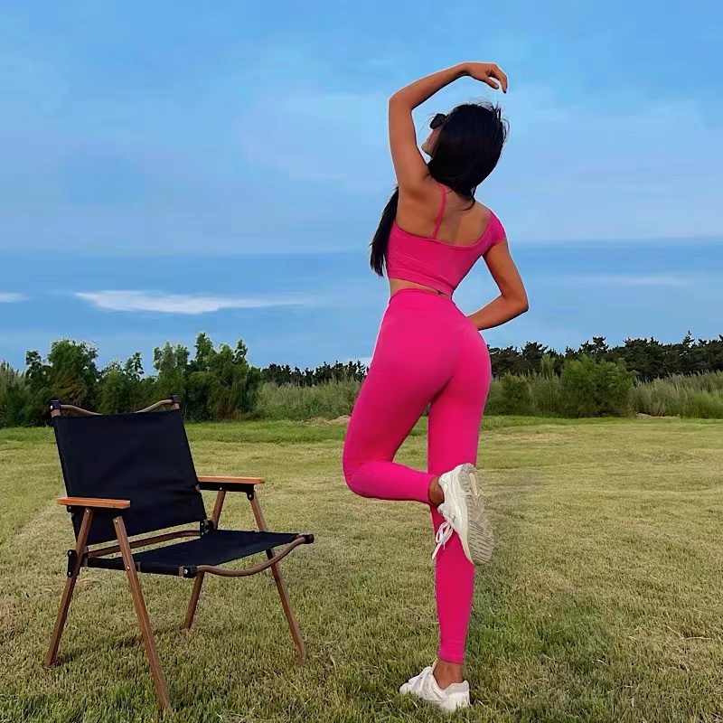 801-1000单品运动瑜伽健身服欧美风紧身高弹性感修身显瘦跑步速干