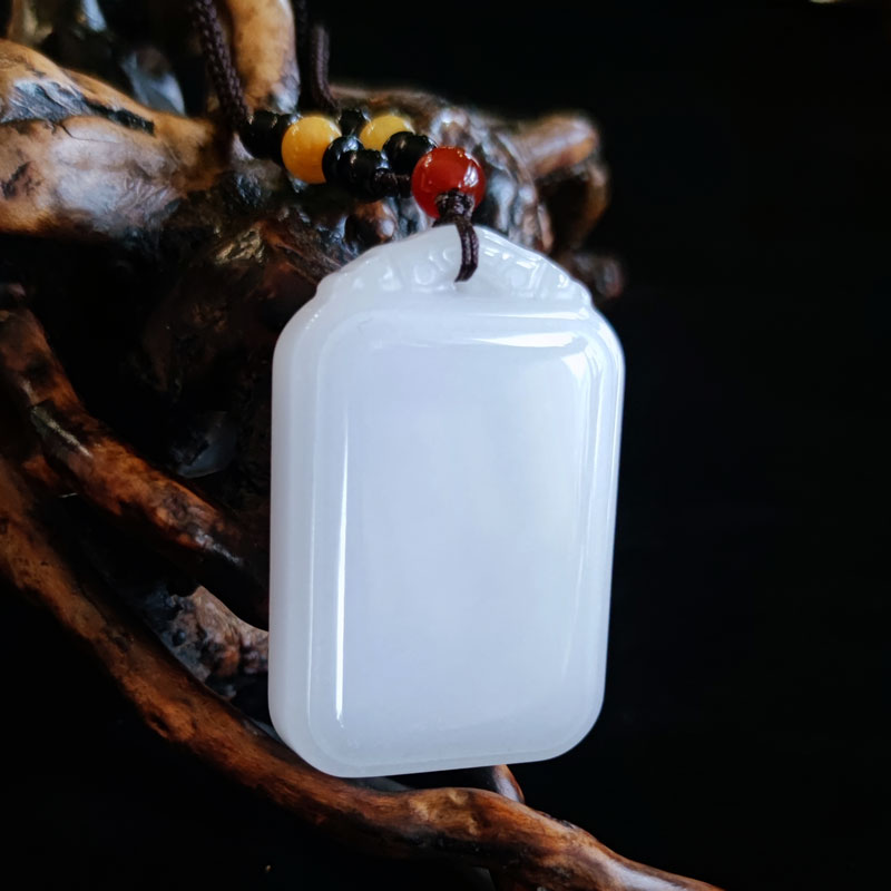 新疆金丝玉平安牌男女款吊坠白色时尚百搭女士未镶嵌平安无事手工