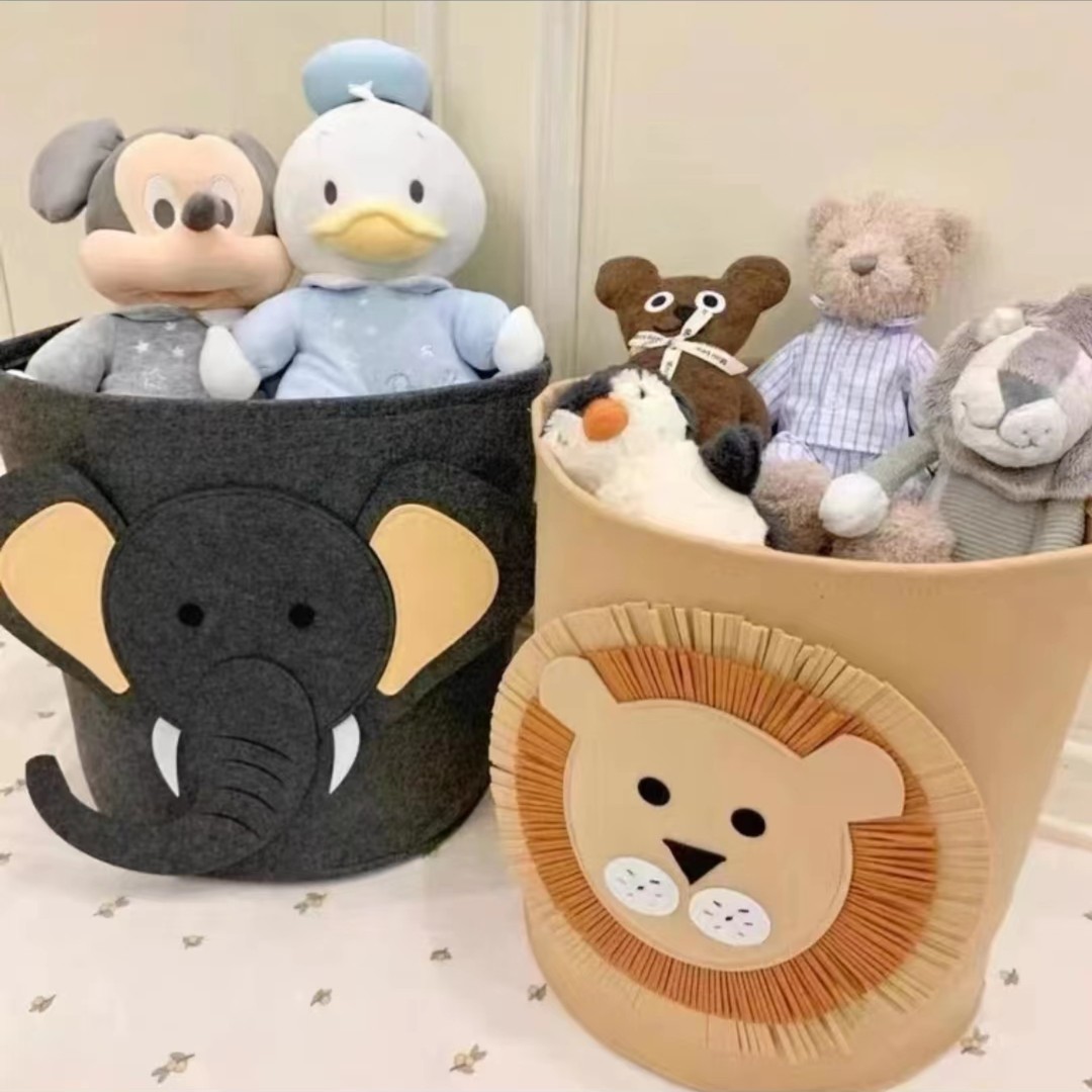 动物卡通毛毡收纳桶脏衣篮储物桶儿童玩具无纺布折叠毛毡收纳箱