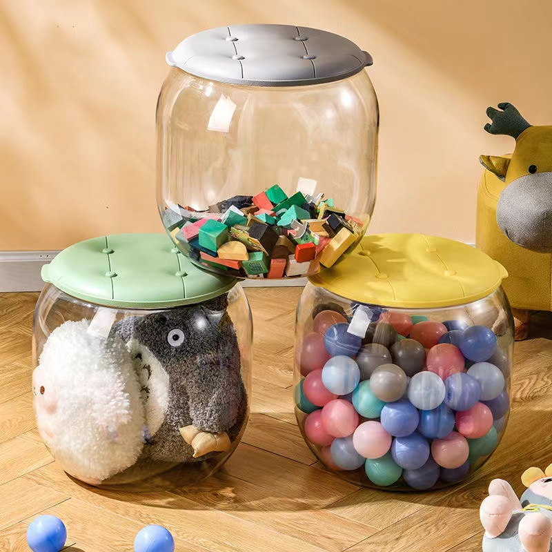 娃娃玩偶透明毛绒收纳玩具收纳桶凳子家用儿童防潮神器坐凳储物凳