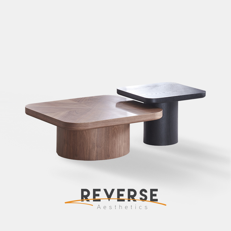 逆时针胡桃木色中古风新中式客厅茶几2024新款小户型高端茶几组合