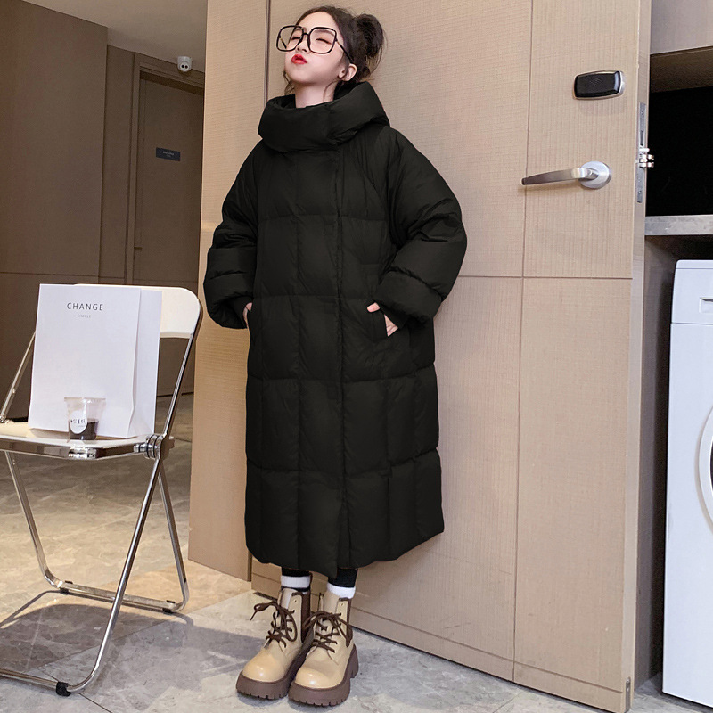 女童冬装羽绒服2023新款洋气儿童装中长款外套女孩冬季白鸭绒大童