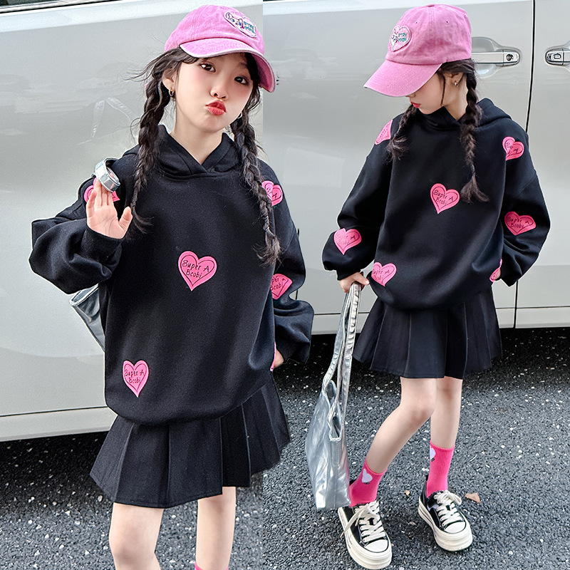 女童春装卫衣2024新款儿童洋气时髦春秋款小女孩网红韩版连帽上衣