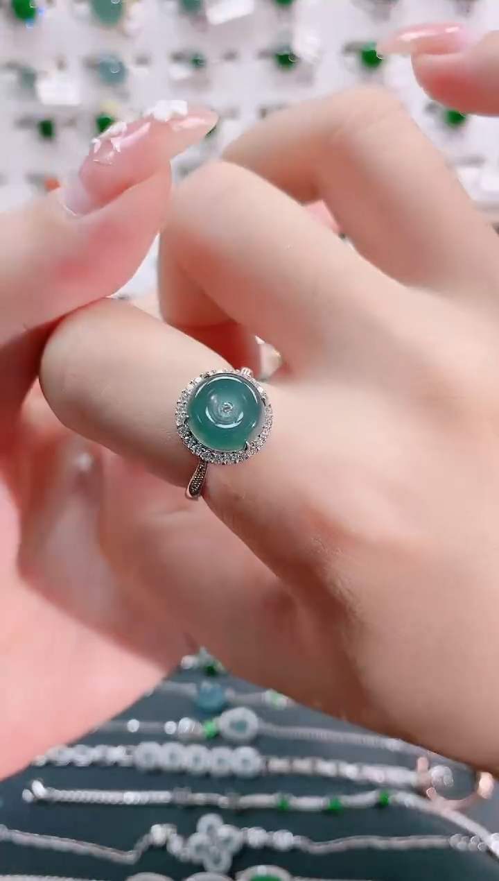 【闪购商品】翡翠戒指银S925镶嵌天然翡翠