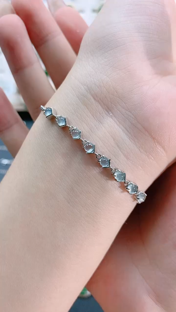 【闪购商品】翡翠手链银S925镶嵌天然翡翠