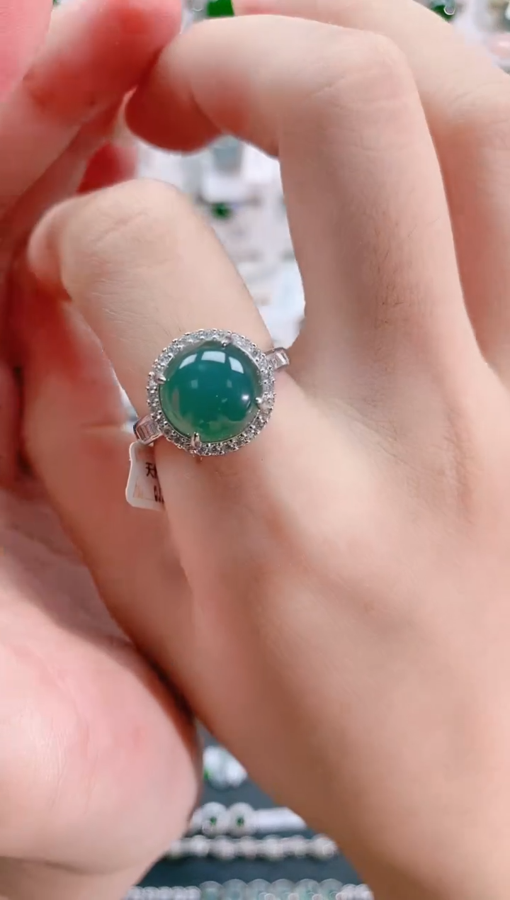 【闪购商品】翡翠戒指银S925镶嵌天然翡翠