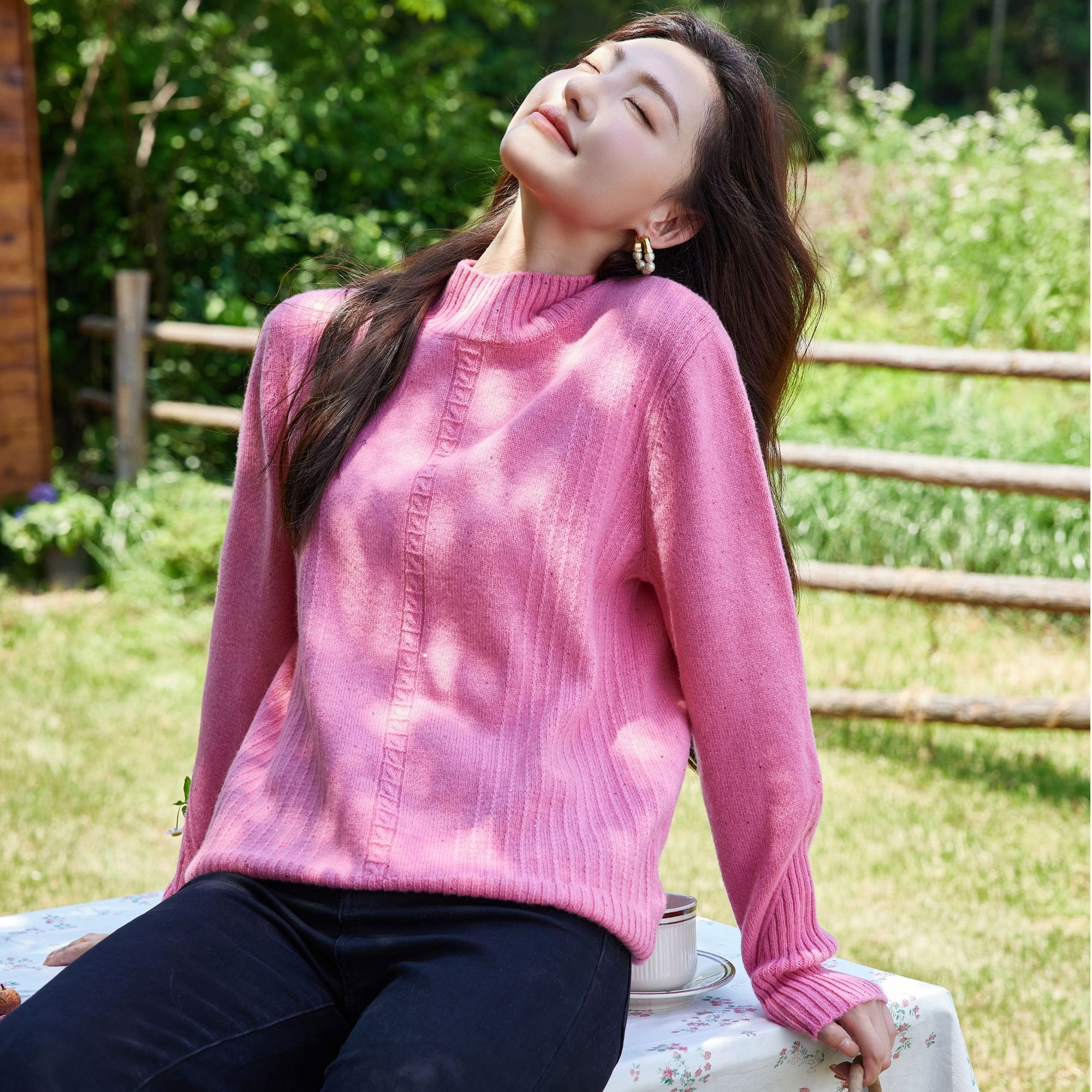 【毛毛专属】珠片点缀半高领百搭毛衣88S0021