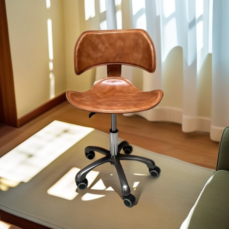 博瑞奇复古头层牛皮办公椅书房书桌椅客厅休闲电脑椅（08026）