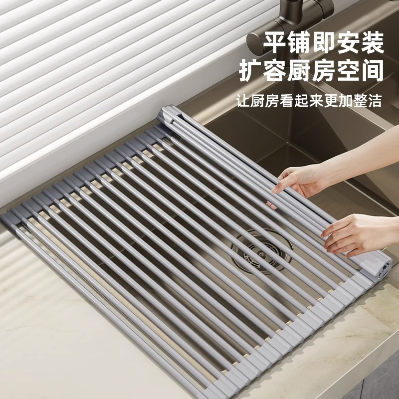 优勤沥水架水槽碗碟收纳架水池碗盘架厨房置物架可折叠沥水篮家用