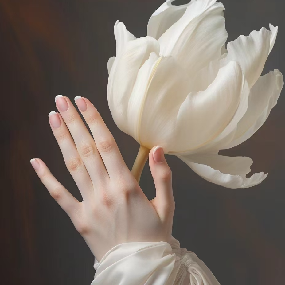 纯手工穿戴甲显白乳白渐变裸色高级感美甲