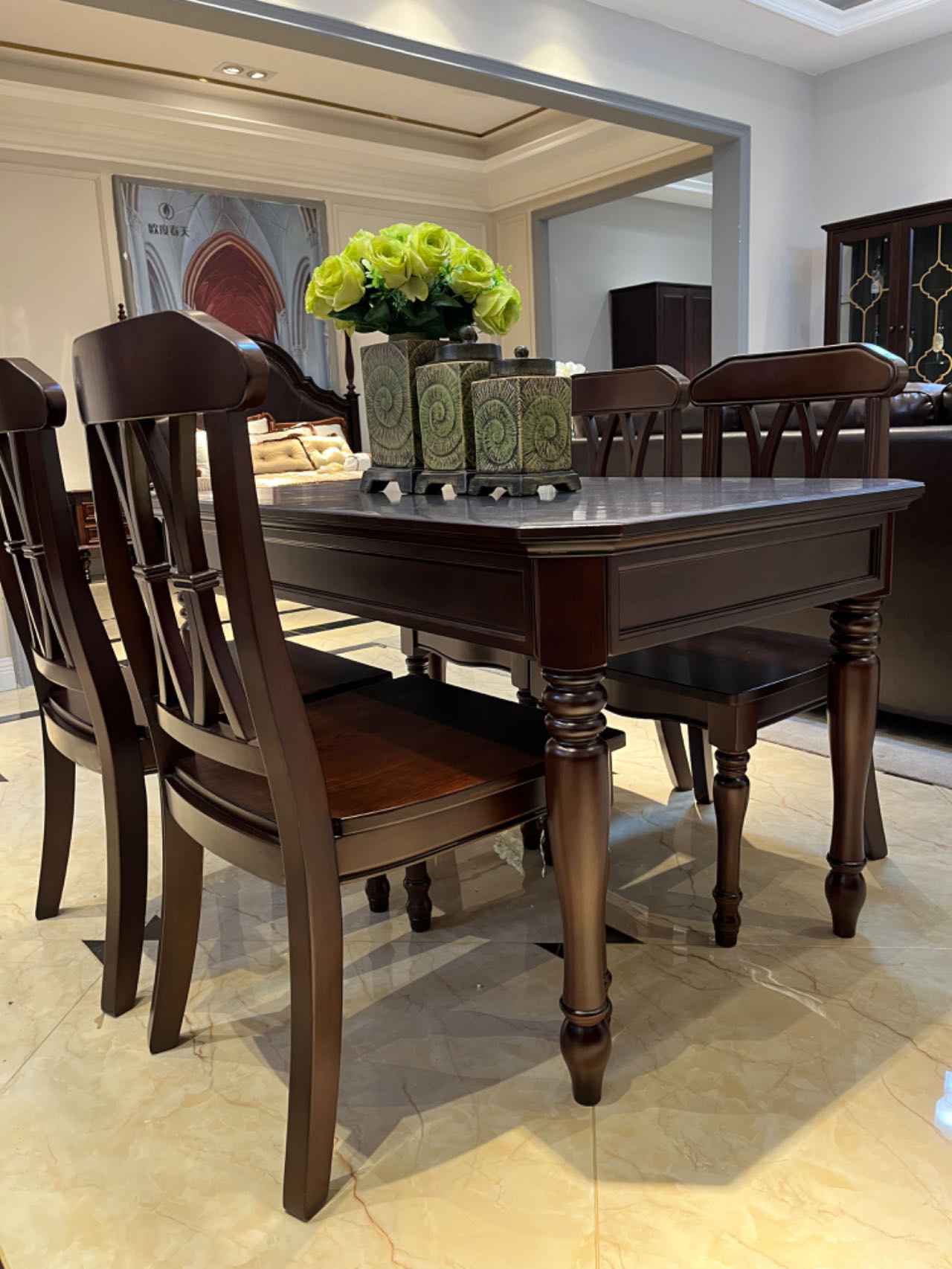 【简语家具】美式全原木家具餐桌家用简约餐厅小美全原木百搭餐桌