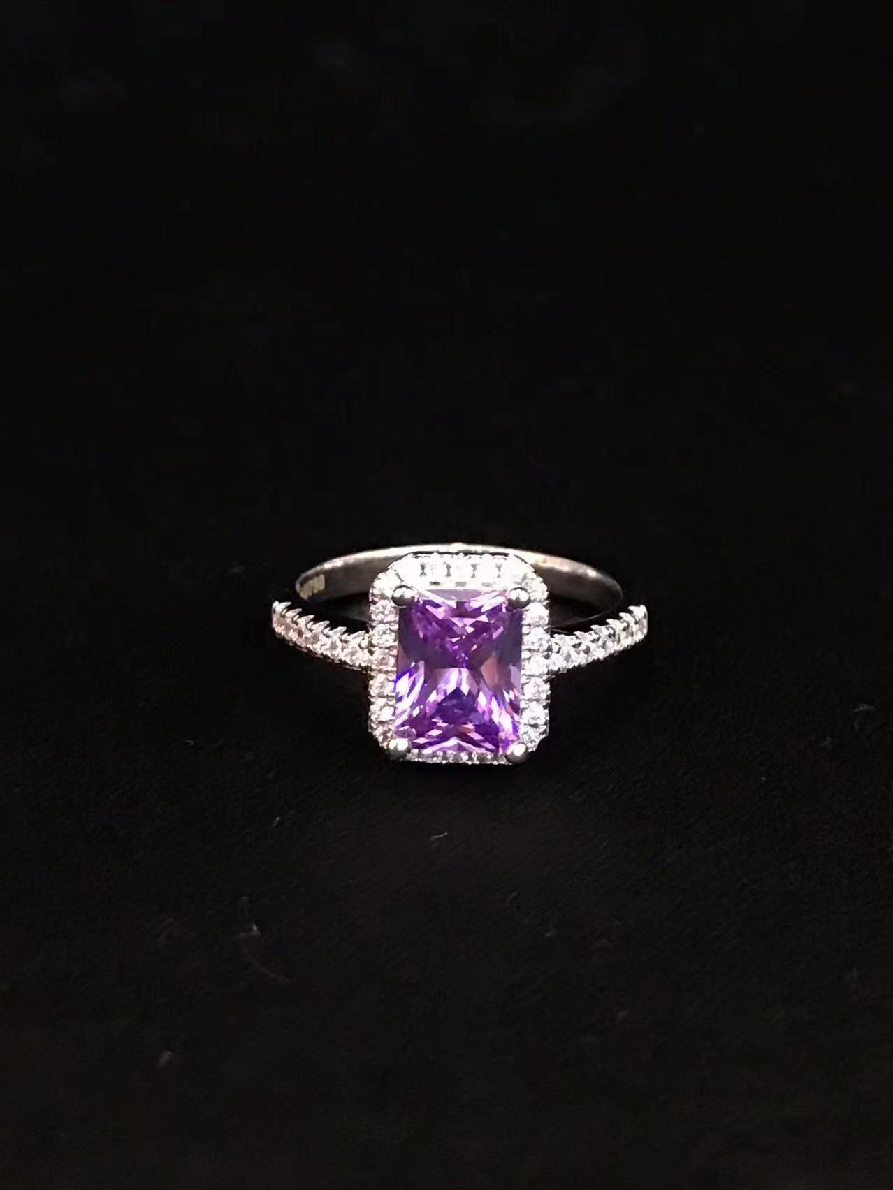 925银戒指  【子玉】戒指 南非帝王紫梯形1ct  C58