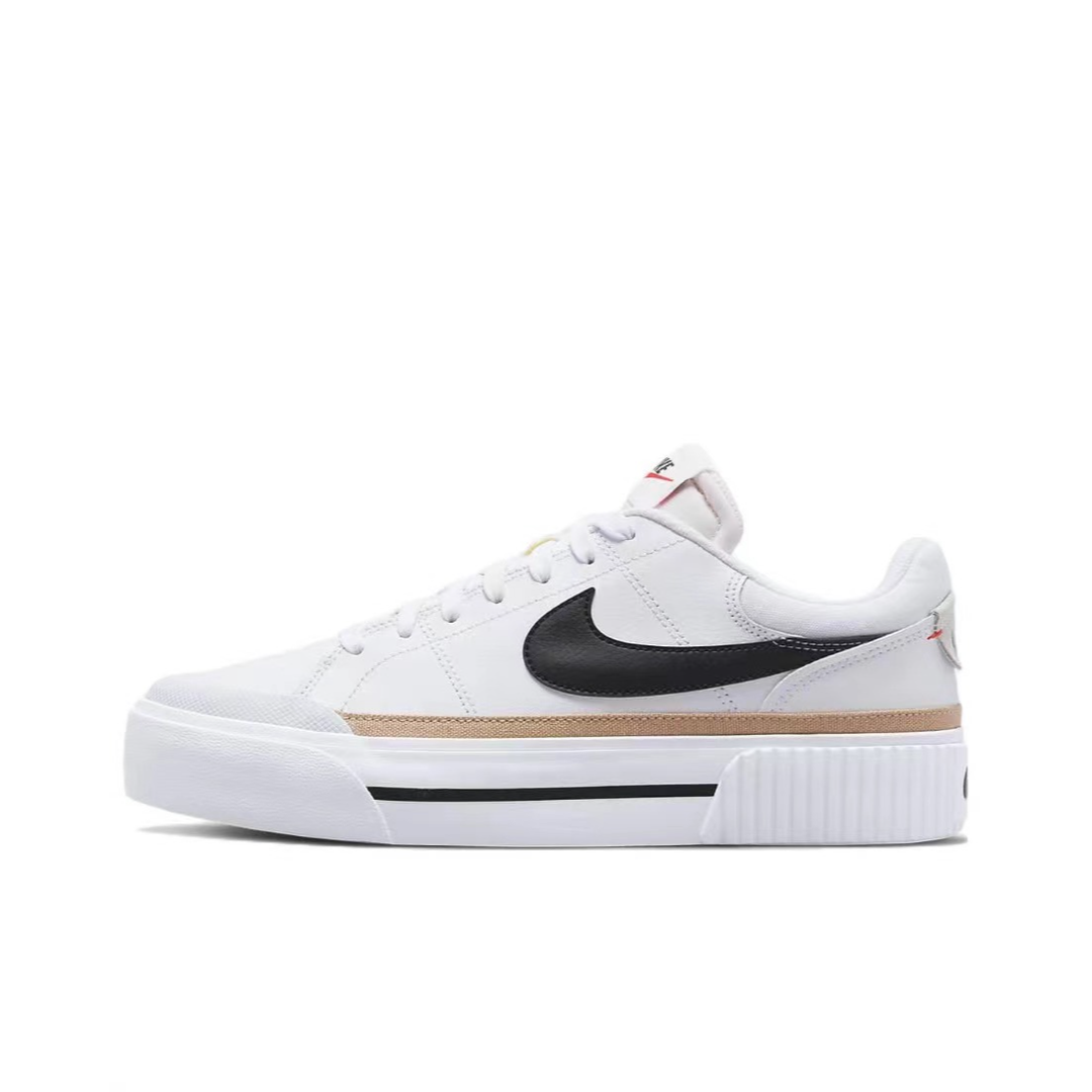 Nike/耐克 Court Legacy Lit 女款白黑棕休闲低帮板鞋 DM7590-100