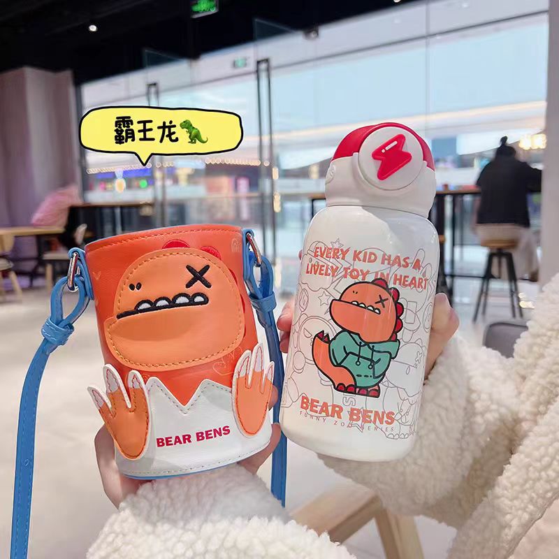 【杯子哥瑕疵品】熊本士双盖保温杯316不锈钢霸王龙斜跨学生水杯