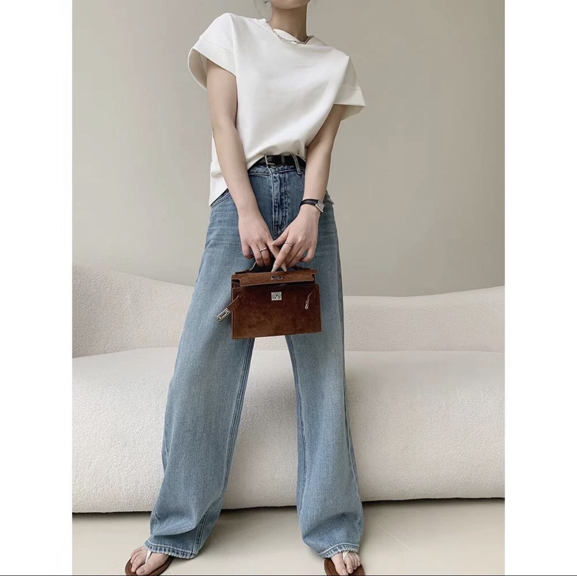 (大發家)孤品 扣号 专柜烟管牛仔裤拖地裤显瘦牛仔裤